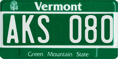 VT license plate AKS080