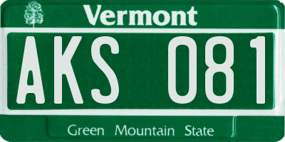 VT license plate AKS081