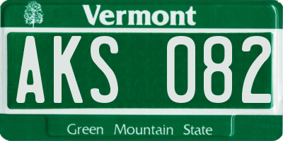 VT license plate AKS082
