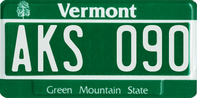 VT license plate AKS090