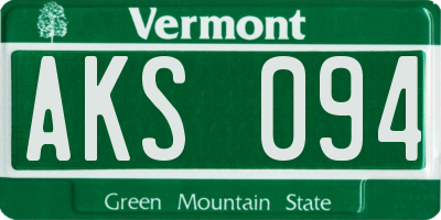 VT license plate AKS094