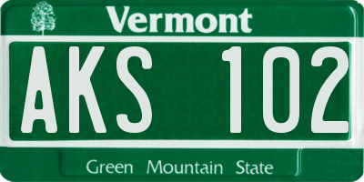 VT license plate AKS102