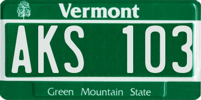 VT license plate AKS103