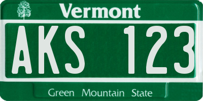 VT license plate AKS123