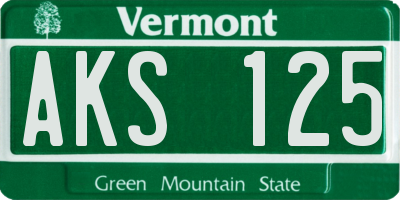 VT license plate AKS125