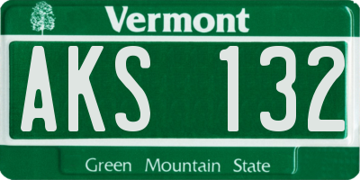 VT license plate AKS132