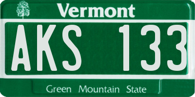 VT license plate AKS133