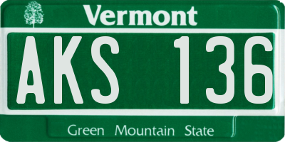VT license plate AKS136