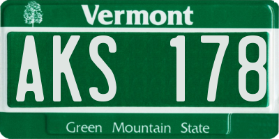VT license plate AKS178