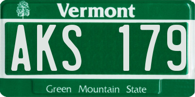 VT license plate AKS179