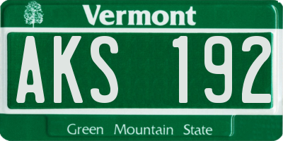 VT license plate AKS192