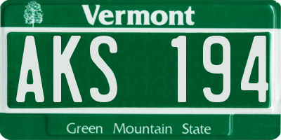 VT license plate AKS194