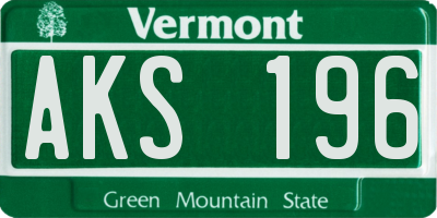 VT license plate AKS196