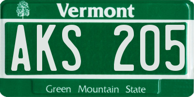 VT license plate AKS205