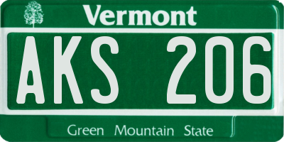 VT license plate AKS206