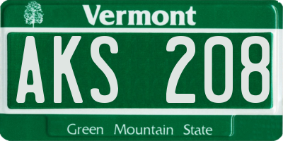 VT license plate AKS208