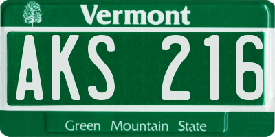 VT license plate AKS216