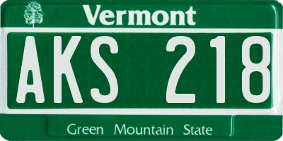 VT license plate AKS218