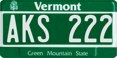VT license plate AKS222
