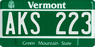VT license plate AKS223