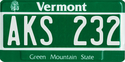 VT license plate AKS232