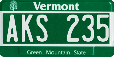 VT license plate AKS235