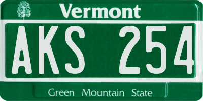 VT license plate AKS254