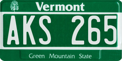 VT license plate AKS265