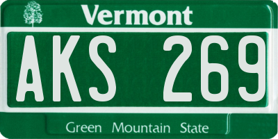 VT license plate AKS269