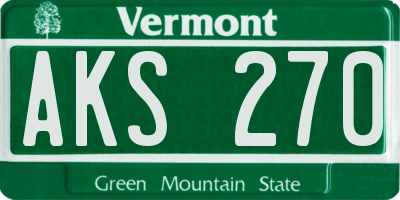 VT license plate AKS270