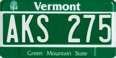 VT license plate AKS275