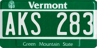 VT license plate AKS283
