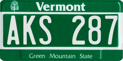 VT license plate AKS287