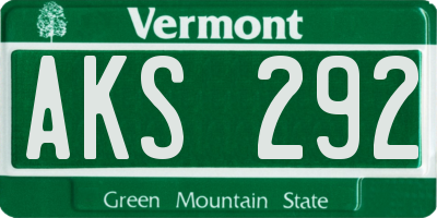 VT license plate AKS292