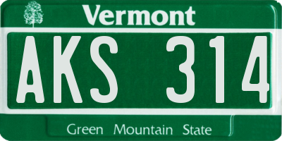 VT license plate AKS314