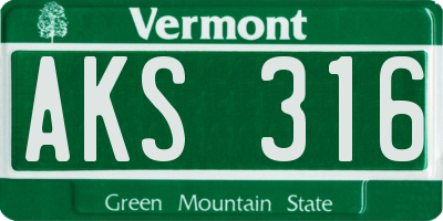 VT license plate AKS316