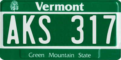 VT license plate AKS317