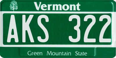 VT license plate AKS322