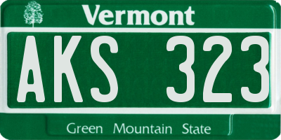 VT license plate AKS323