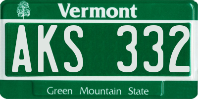VT license plate AKS332