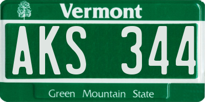VT license plate AKS344