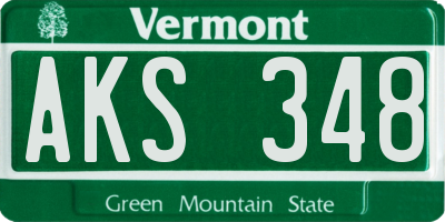 VT license plate AKS348