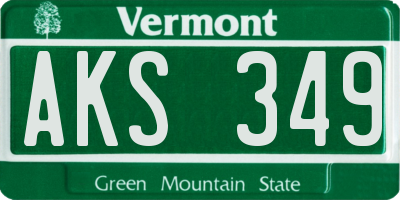 VT license plate AKS349
