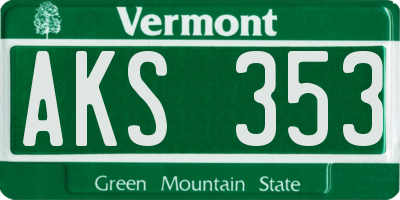 VT license plate AKS353