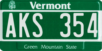 VT license plate AKS354