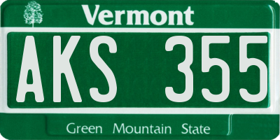 VT license plate AKS355
