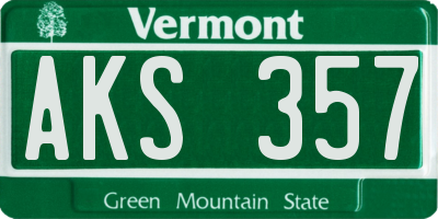 VT license plate AKS357