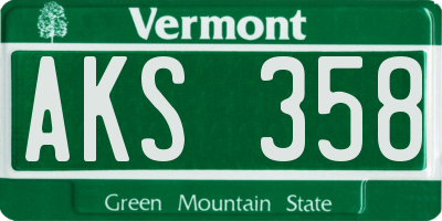 VT license plate AKS358