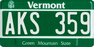 VT license plate AKS359