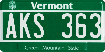VT license plate AKS363